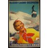 Plechová retro cedule / plakát - Zima v Československých horách (Provedení: Papírový obraz v rámu A4)
