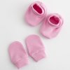 Kojenecký bavlněný set-capáčky a rukavičky New Baby Casually dressed růžová 0-6m