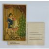 2621 drevena vanocni retro pohlednice deti u stromecku