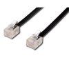Telefonní kabel 4 žíly, RJ11 samec - RJ11 samec, 3 m, černý, pro ADSL modem, economy