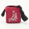Taška na kameru, polyester, červená, Flower, suchý zip, 17x18x10 s popruhem přes rameno, Logo