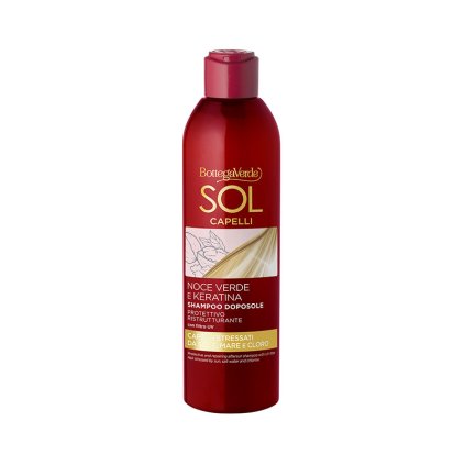 16515 1 zeleny orech a keratin ochranny a regeneracni sampon po opalovani s olejem ze zeleneho orechu a keratinem s uv filtrem pro vlasy namahane sluncem slanou vodou a chlorem 250 ml