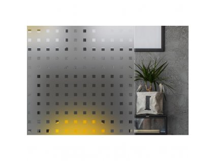 INT 470 Frosted transparent squares of 20mm, lepící dekorativní fólie na sklo se vzorem