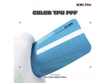 Pastelová modrá lesklá Miami Blue PPF TPU 6006 barevná wrap fólie HOHOFILM® polep automobilu