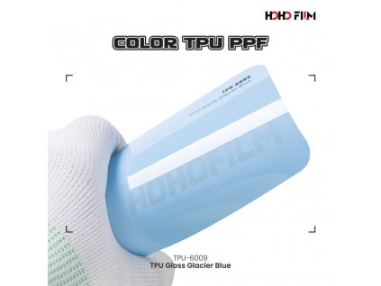 Pastelová modrá lesklá Glacier Blue PPF TPU 6009 barevná wrap fólie HOHOFILM® polep automobilu