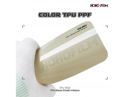 Pastelová písková lesklá Khaki Milano PPF TPU 6021 barevná wrap fólie HOHOFILM® polep automobilu
