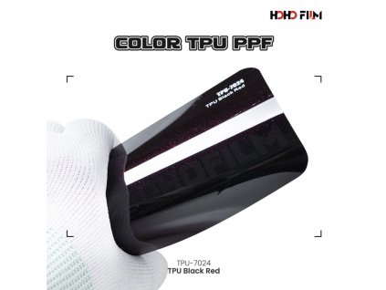 Metalická lesklá černo červená Black Red TPU 7024 PPF barevná wrap fólie HOHOFILM® polep automobilu