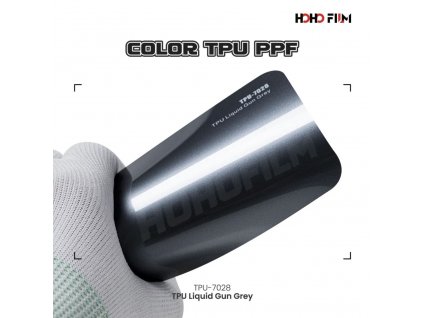 Metalická lesklá šedá Gun Grey TPU 7028 PPF barevná wrap fólie HOHOFILM® polep automobilu