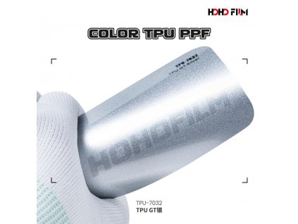 Metalická lesklá stříbrná GT Silver TPU 7032 PPF barevná wrap fólie HOHOFILM® polep automobilu
