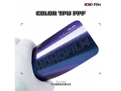 Metalická lesklá modro fialová Bluestone Mauve TPU 7037 PPF barevná wrap fólie HOHOFILM® polep automobilu