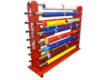 PlastGrommet_Bull Rack – pojízdný mohutný stojan na fólie 15 rolí