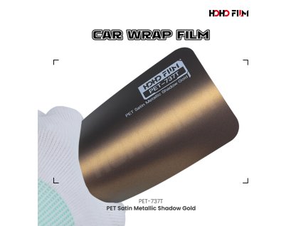 Zlatá metalická saténová wrap fólie Satin Metallic Shadow Gold PET 737T HOHO FILM