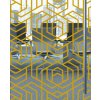 INT 770 Gold hexagonal claustra film, lepící dekorativní fólie na sklo se vzorem-2