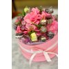 Květinový box růžový 300 g. pralinek