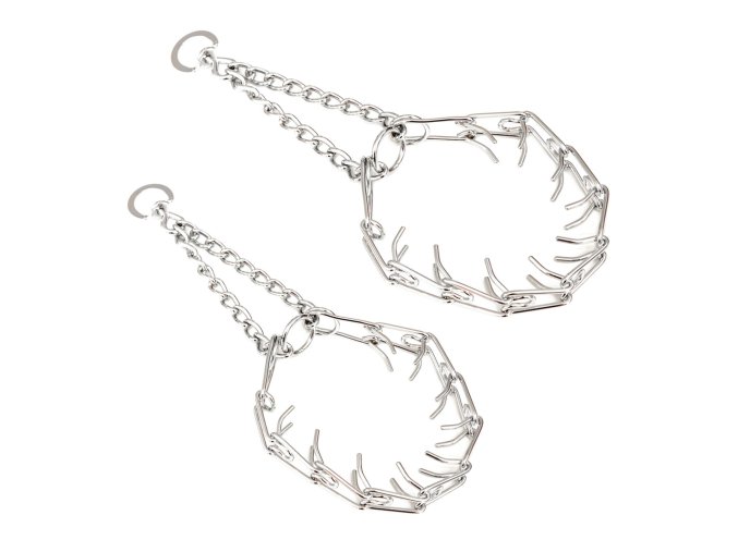 Obojek polostahovací s ostny, chrom