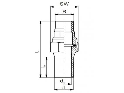 Přechod PE 100 na vnější závit - ocel - V2A