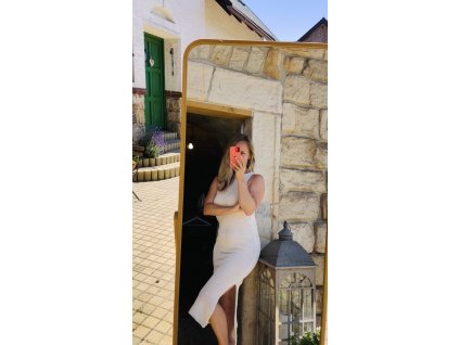 Lněné šaty dlouhé bílé zavazovací