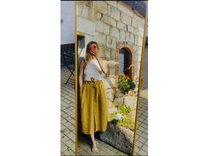 Lněné tílko bílé zavazovací užší