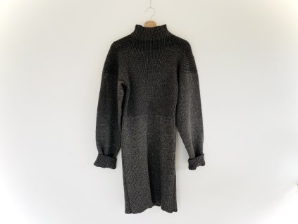 Šaty z jehněčí příze šedé hladký rukáv