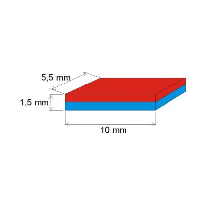 Neodymový magnet kvádr 10x5,5x1,5 P 150 °C, VMM8SH-N45SH (Počet kusů 1 ks)