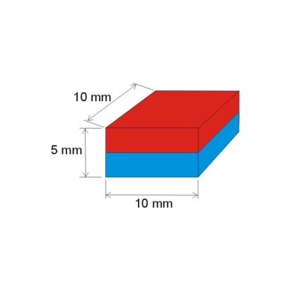 Neodymový magnet kvádr 10x10x5 N 80 °C, VMM7-N42 (Počet kusů 1 ks)