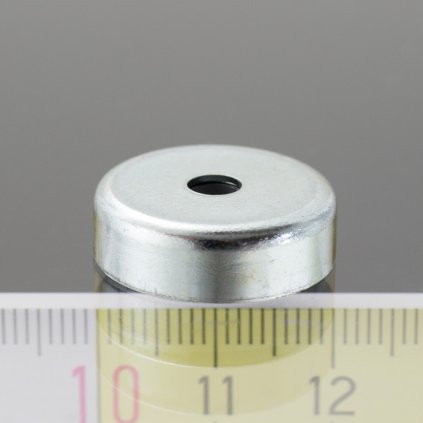 1495 magneticka cocka pr 20 vyska 6 mm vnitrni dira pro sroub se zapustnou hlavou pr 4 1 mm