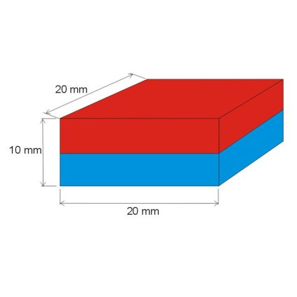 Neodymový magnet kvádr 20x20x10 N 80 °C, VMM7-N42 (Počet kusů 1 ks)