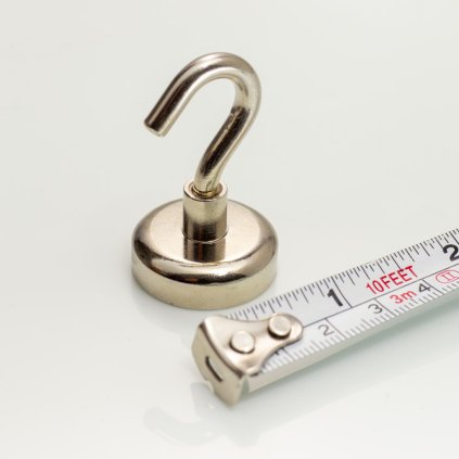 Magnetický háček stříbrný, průměr 25 mm, NdFeB, odtrhová síla 22 kg (Počet kusů 1 ks)