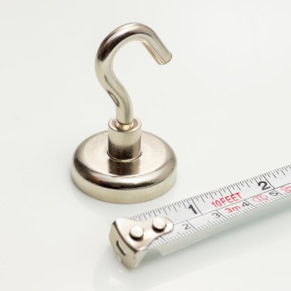 Magnetický háček stříbrný, průměr 32 mm, NdFeB, odtrhová síla 34 kg (Počet kusů 1 ks)