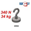 Magnetický háček stříbrný, průměr 32 mm, NdFeB, odtrhová síla 34 kg (Počet kusů 1 ks)