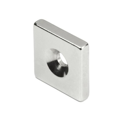 4462 neodymovy magnet kvadr s dirou pro sroub se zapustnou hlavou 20 x 20 x 4 n 80 c vmm4 n35