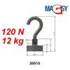 Magnetický háček stříbrný, průměr 20 mm, NdFeB, odtrhová síla 12 kg (Počet kusů 1 ks)