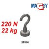 Magnetický háček stříbrný, průměr 25 mm, NdFeB, odtrhová síla 22 kg (Počet kusů 1 ks)