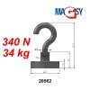 Magnetický háček stříbrný, průměr 32 mm, NdFeB, odtrhová síla 34 kg (Počet kusů 1 ks)