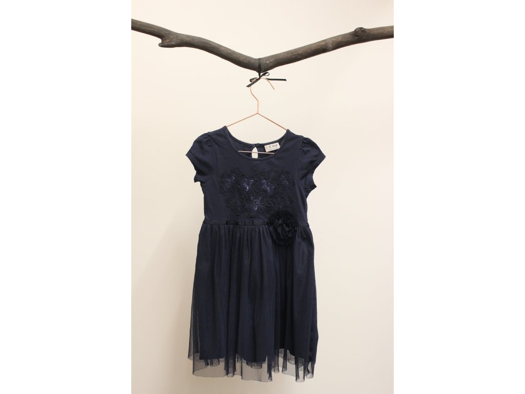 tmavě modré šaty s bavlněnou spodničkou Next 4-5 Y / 110