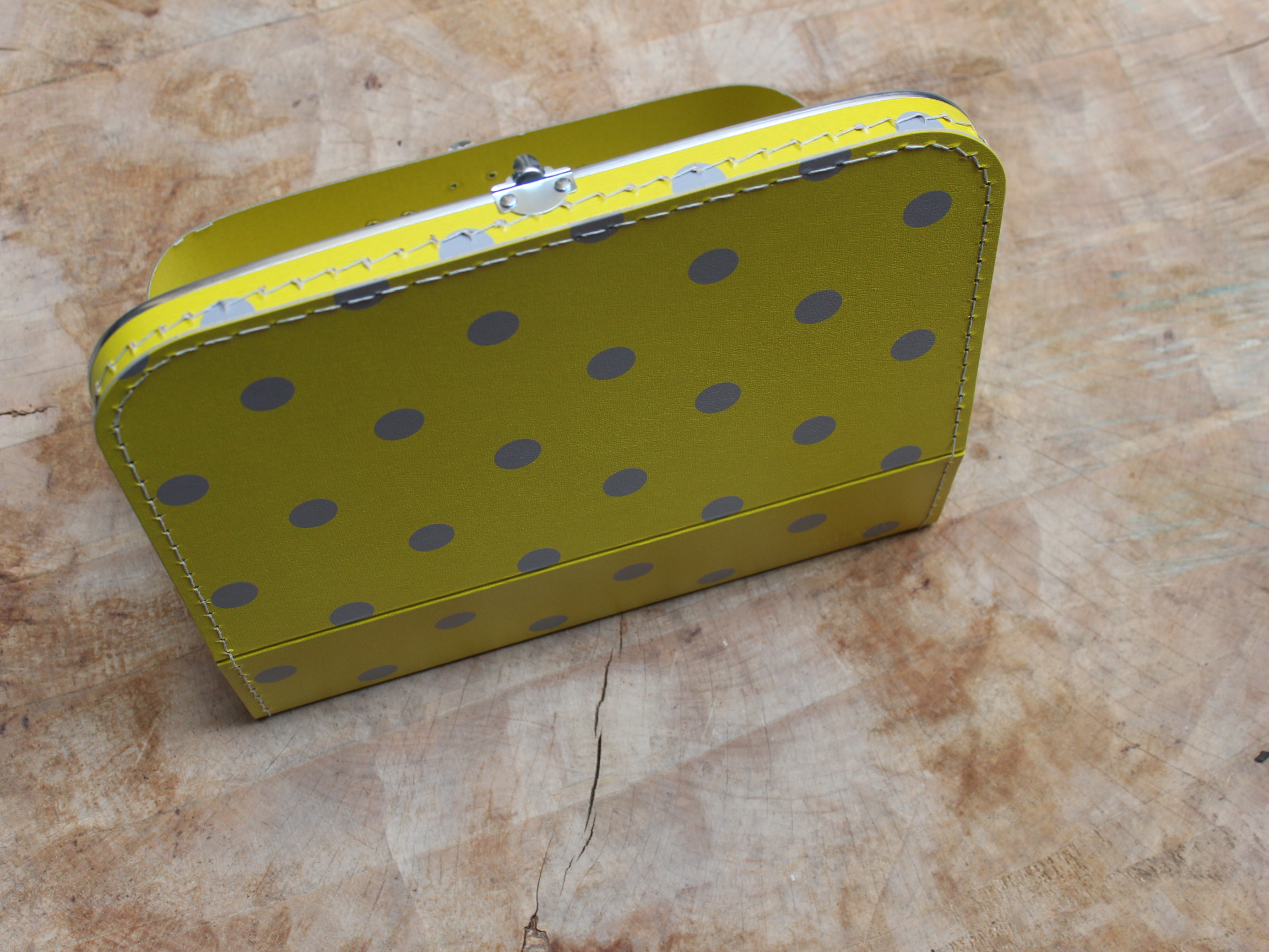 Dětský kufřík 35cm ve žluté s šedými puntíky