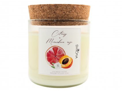 Sójová svíčka s dřevěným knotem - Citrusy a Meruňková růže (280 g)
