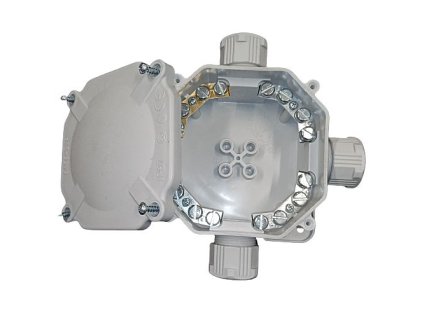Elektroinstalační krabice acidur plastová 6455-26P světle sivá, střední 4P (DK)