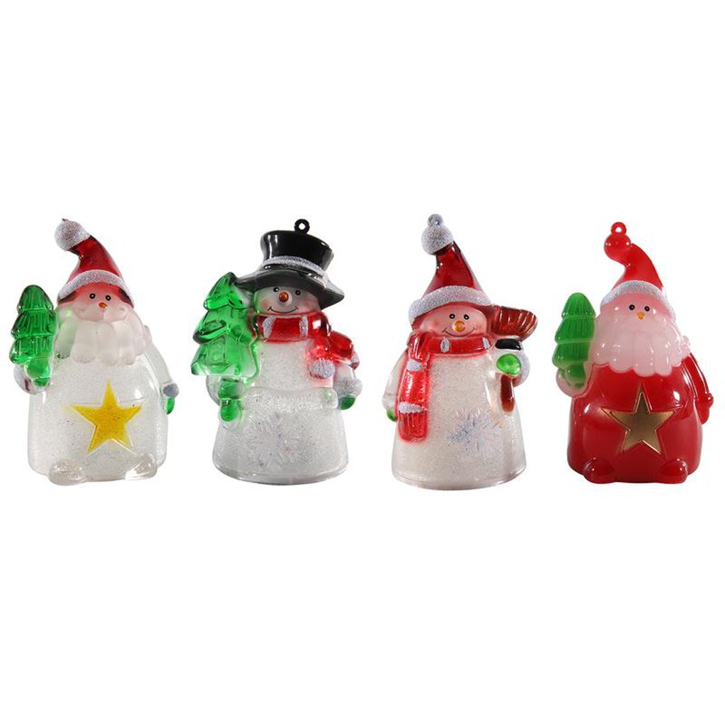 LED DECORATION SANTA/SNOWMAN, ASSORT 5X5X9,5CM