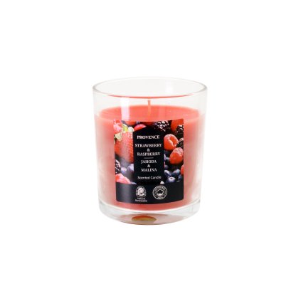 CANDLE IN GLASS STRAWBERRY AND RASPBERRY 7X8CM