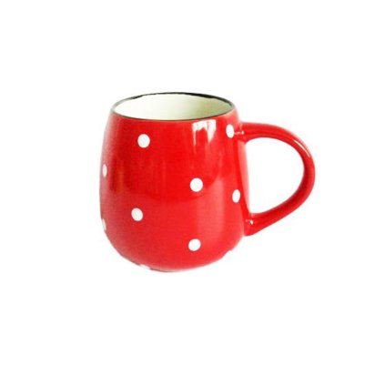 RED MUG WITH WHITE DOTS, 510ML, CERAMIC