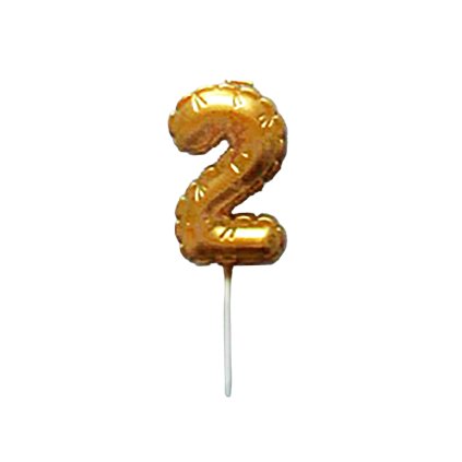 BALLOON DIGIT 2 3,7X5,9CM CAKE TOPPER GOLD