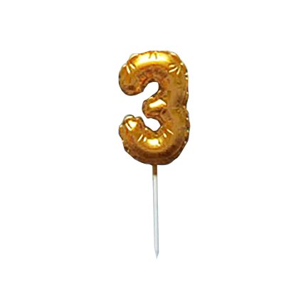 BALLOON DIGIT 3 3,7X5,9CM CAKE TOPPER GOLD