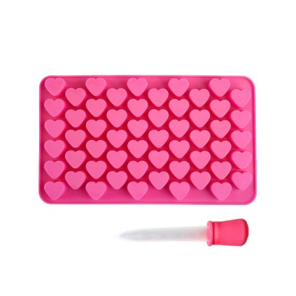 SILICONE MOULD FOR HEARTS 55PCS WITH PIPETTE, PINK