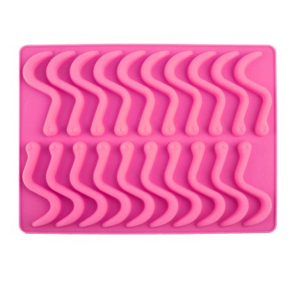SILICONE MOULD FOR WORMS 20PCS WITH PIPETTE, PINK