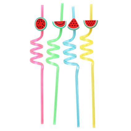 Reusable plastic straws TORO 4 pcs watermelon