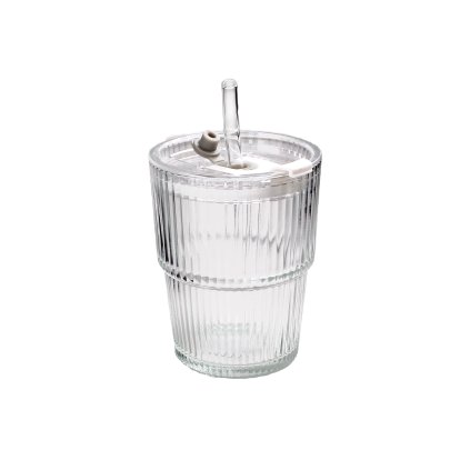 GLASS WITH STRAW 9,5X9,5X11,3CM GLASS