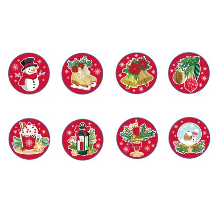 CHRISTMAS STICKERS 200PCS ROUND 2,5CM