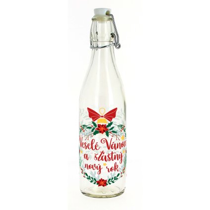 BOTTLE WITH SNAP CAP 1L MERRY CHRISTMAS
