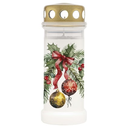 CEMETERY CANDLE DESIGN CHRISTMAS WHITE